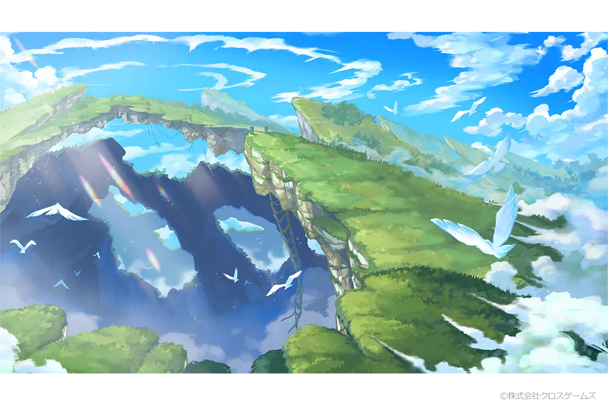 ファンタジーの風景を描いた背景イラスト