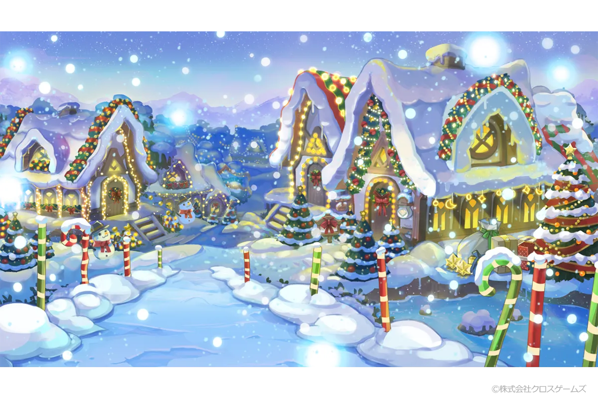 牧歌的な村の背景イラスト　クリスマスの差分